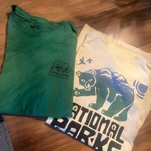Parks Project Green and Cream Short Sleeve Tees with Graphic Designs